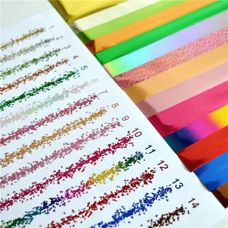Toner reactive foil colour chart with transferred samples
